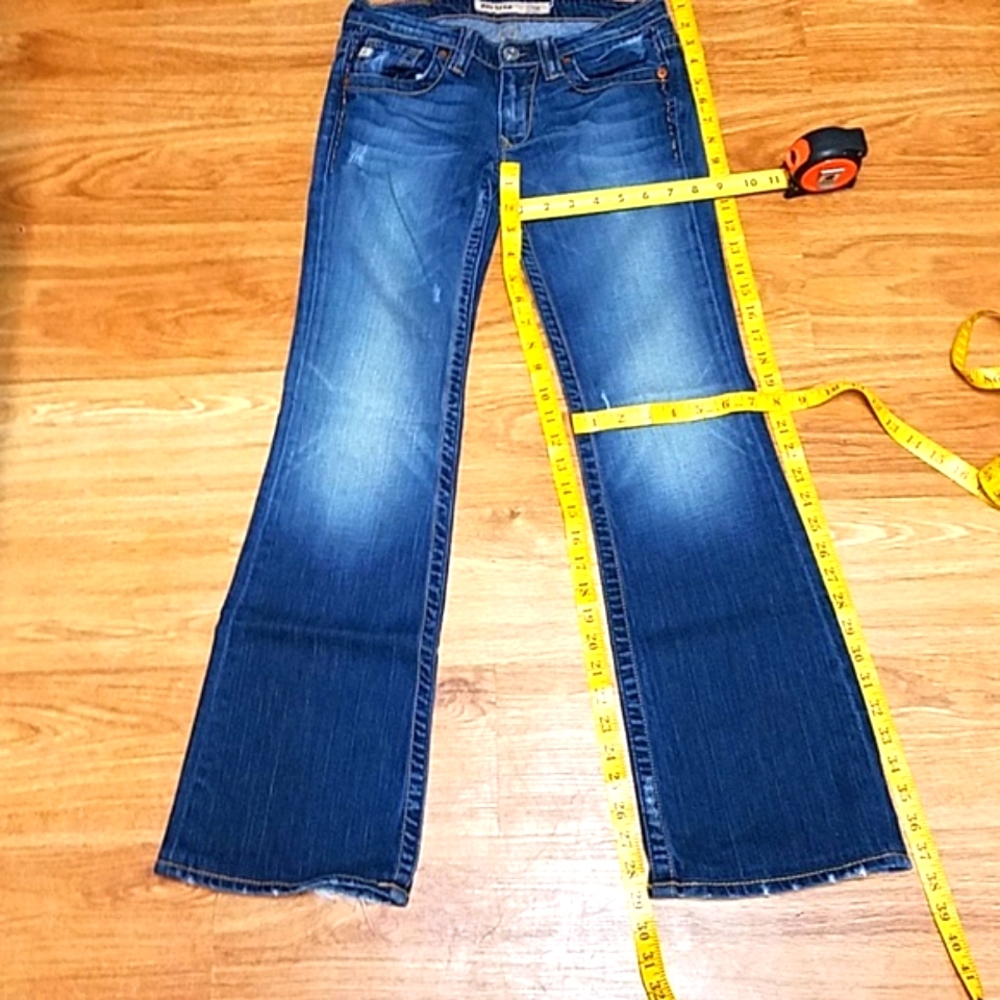 BIG STAR 26x29 2008 CASEY LOW-RISE FIT FADED DISTRESSED DARK WASH BOOTCUT JEANS - Picture 2 of 8